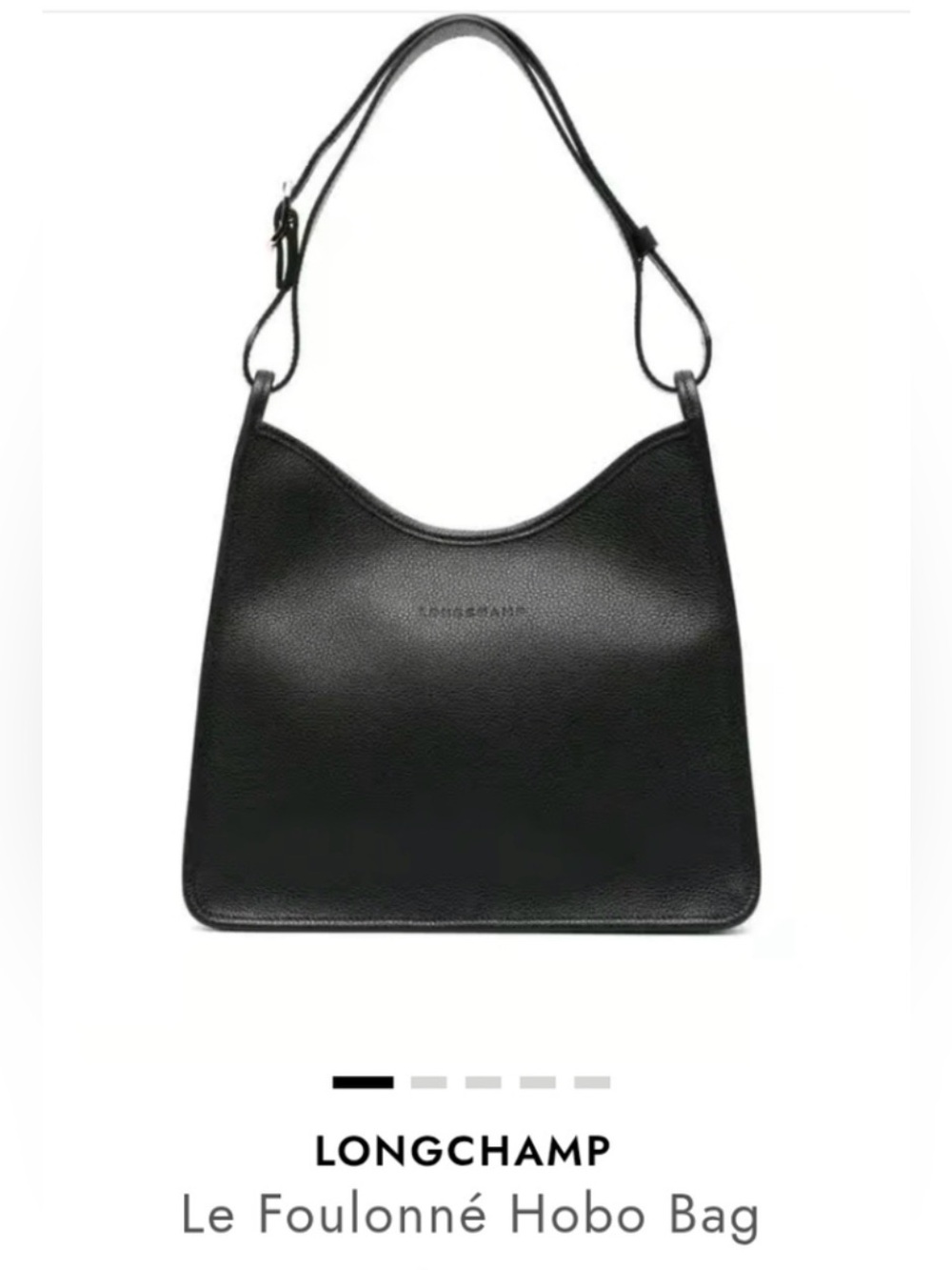 Longchamp Le Foulonne M black pebbled leather hobo bag